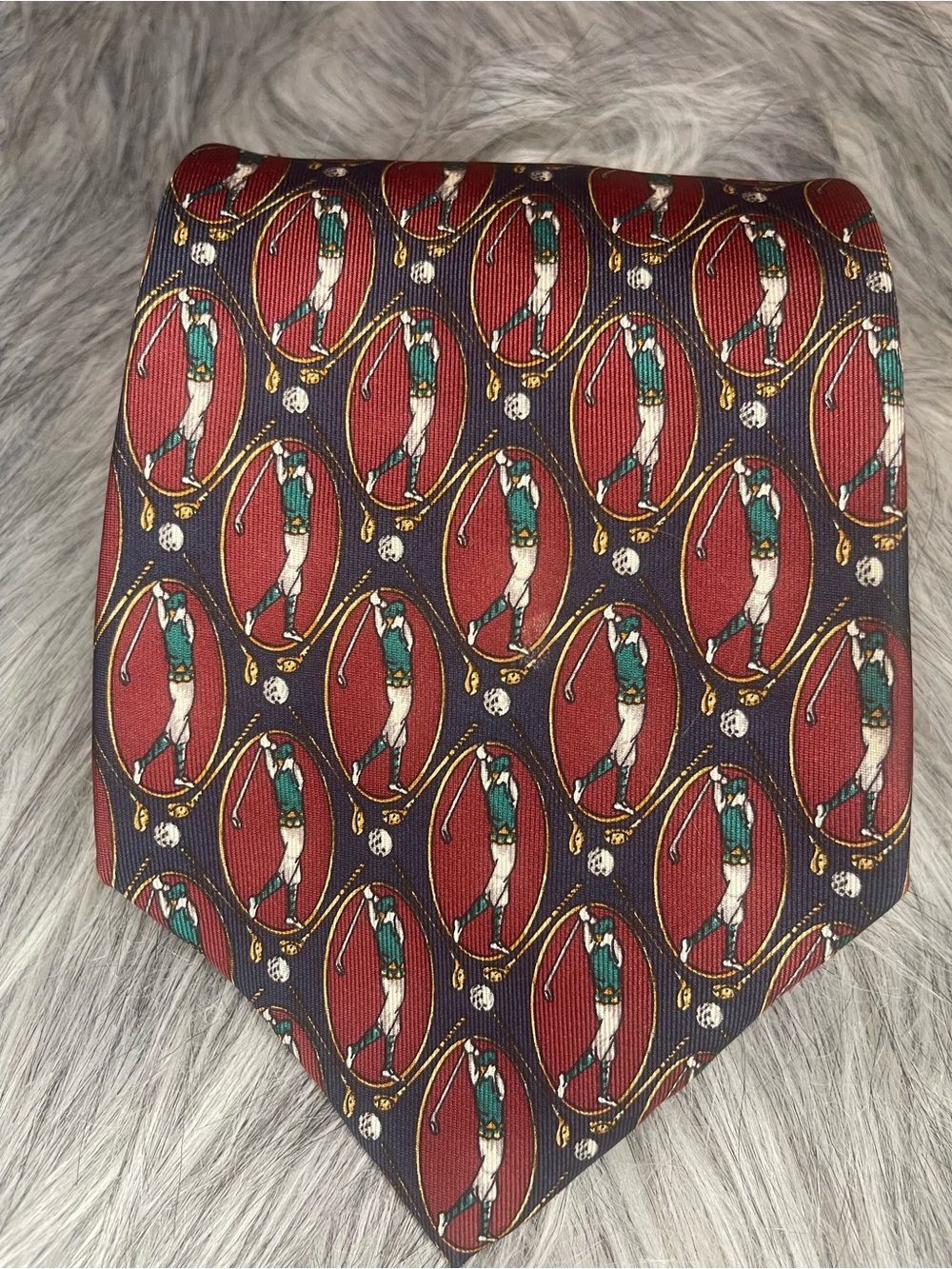 Vintage Tommy Hilfiger Red & Navy Golf Silk Tie